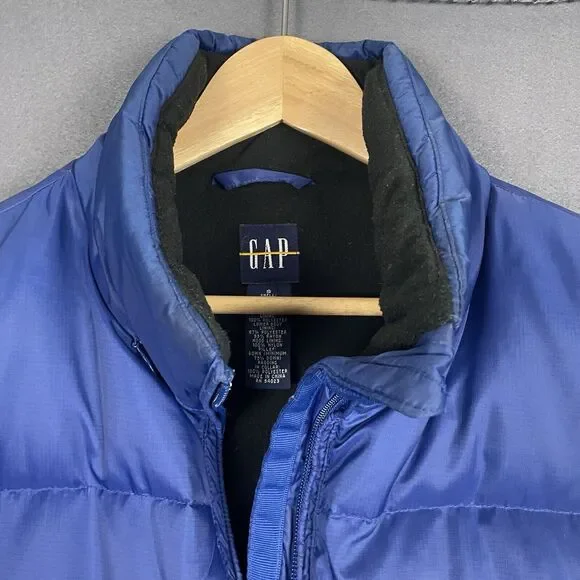 Gap Vest Men Small Blue Down Filled Puffer Zip Out Hood Pockets Gorpcore - Picture 4 of 16